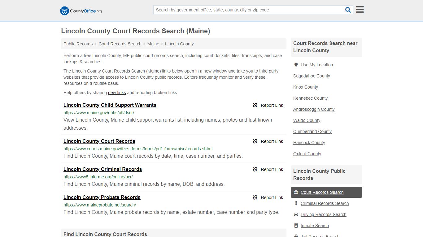 Lincoln County Court Records Search (Maine) - County Office